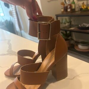 Brown Strappy Block Heel Sandals